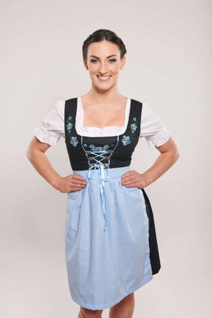Dirndl Blå-Sort Brodert