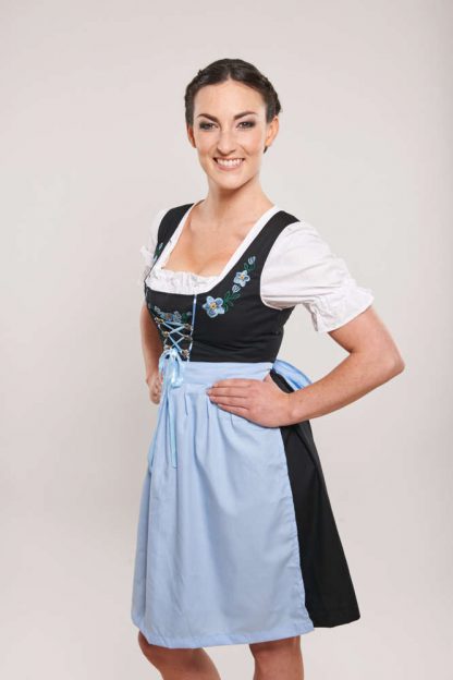 Dirndl Blå-Sort Brodert - Bilde 4